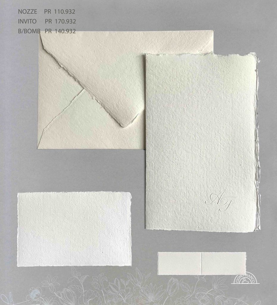 110.932 - Set Partecipazione bianca rettangolare carta a mano