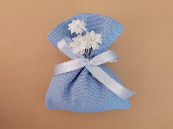 sacchetto panama azzurro con fiore