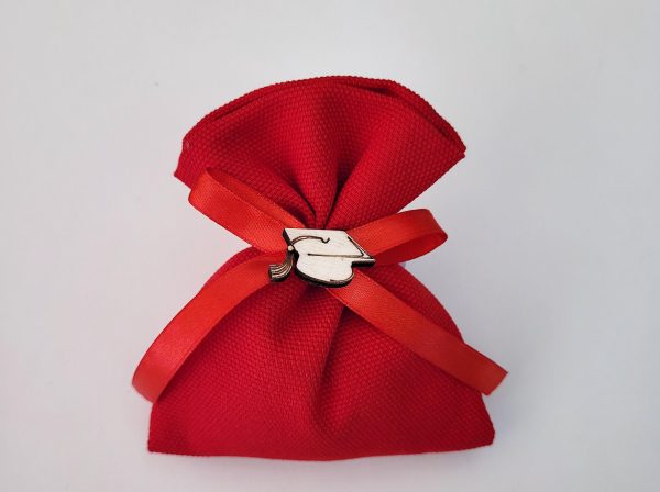 sacchetto panama rosso con decorazione laurea