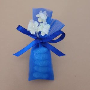 sacchetto portaconfetti augusto blu con fiori