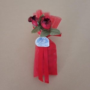 sacchetto portaconfetti augusto rosso con fiori
