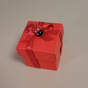 Scatolina portaconfetti laurea coccinella cubo rosso