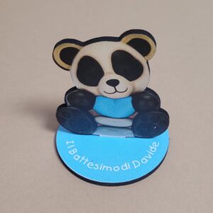 bomboniere battesimo personalizzate panda con base in legno